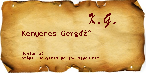 Kenyeres Gergő névjegykártya